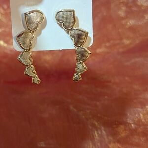 Gold Heart Drop Earrings
